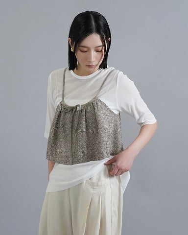 CYAN TOKYO<br> バックギャザーチュールTOPS(ハーフスリーブ)