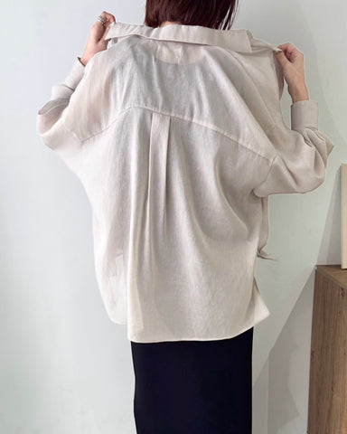 cafune<br> linen like sheer relax shirt