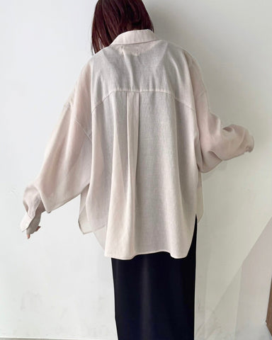 cafune<br> linen like sheer relax shirt