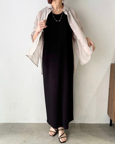 cafune<br> linen like sheer relax shirt
