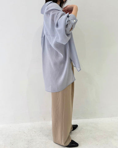cafune<br> linen like sheer relax shirt