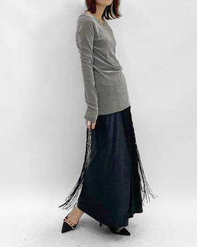 cafune<br> knit fringe wrap skirt