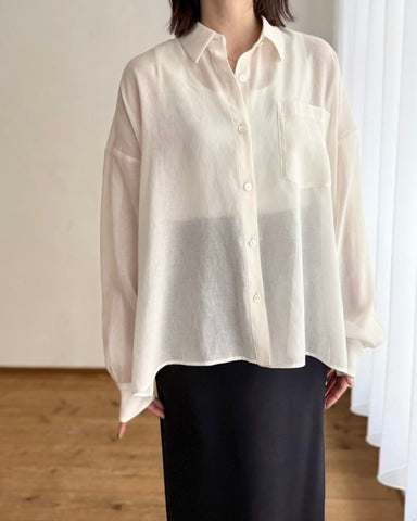 cafune<br> linen like sheer relax shirt