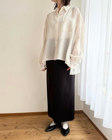 cafune<br> linen like sheer relax shirt