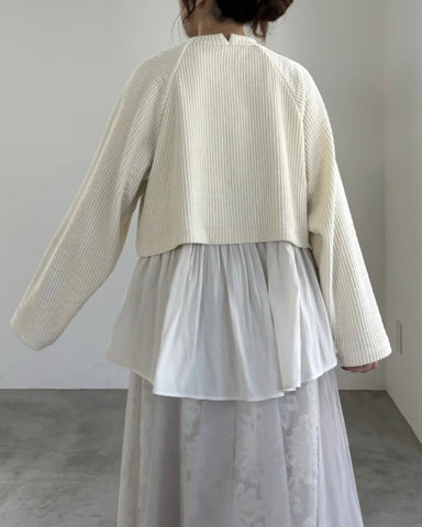 mink char<br> レイヤードニットコーデュロイプルオーバー