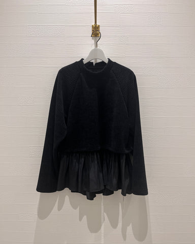 mink char<br> レイヤードニットコーデュロイプルオーバー