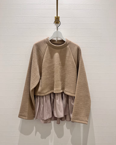 mink char<br> レイヤードニットコーデュロイプルオーバー