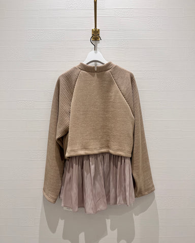mink char<br> レイヤードニットコーデュロイプルオーバー