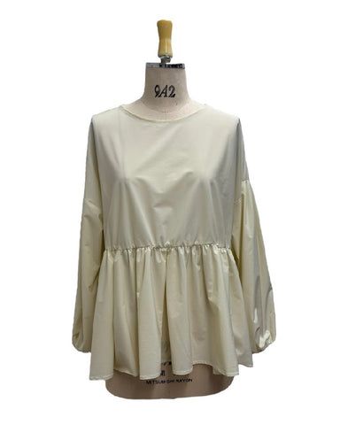 ayane予約<br> ボリュームスリーブペプラムブラウス