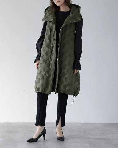 Herencia<br> Padded Hooded Cocoon Vest Coat