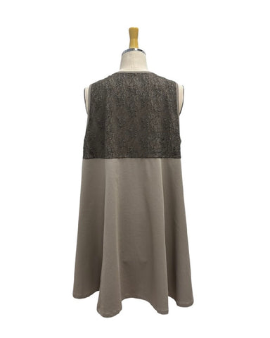 ayane予約<br> ポンチ素材チュニック丈フレアベスト