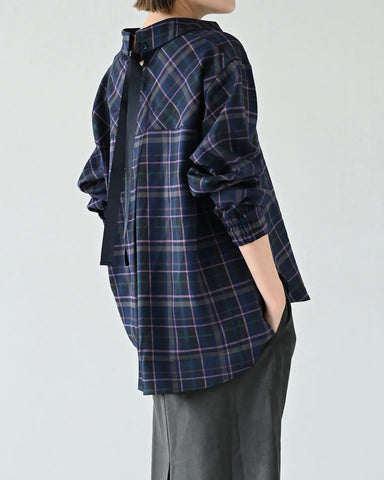 Herencia<br> Tartan Back Ribbon Shirt Blouse