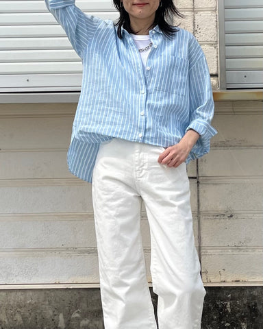 インスタライブ BLUE F RONCE <br> ストライプリネンシャツ