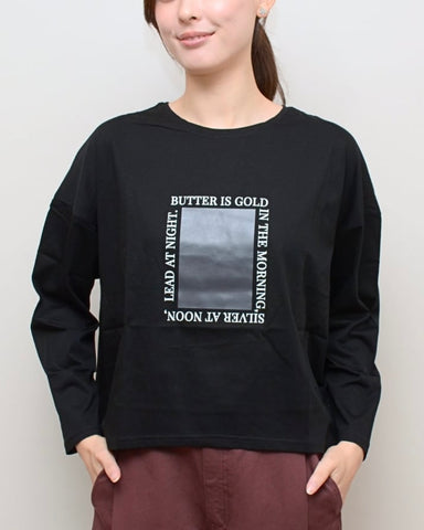 Praia<br> シルケット合皮ボックスロングTシャツ