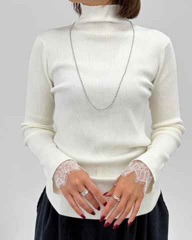 mink chair<br> レースレイヤードスリーブニット