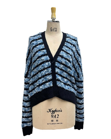 ayane予約<br> リボンヤーンボーダーニットカーディガン