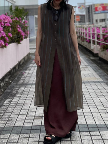 4月3日ライブ Margaux Vintage<br>シアーストライプノースリーブPO