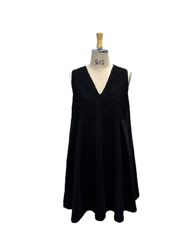 ayane予約<br> ポンチ素材チュニック丈フレアベスト