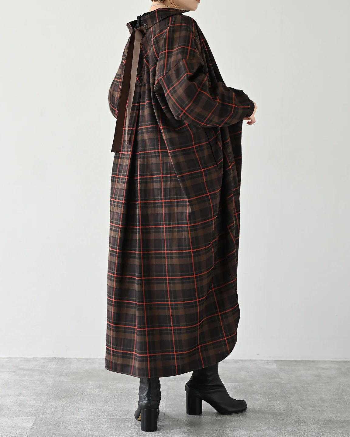 Herencia<br> Tartan Back Ribbon Shirt Dress