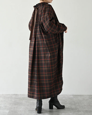 Herencia<br> Tartan Back Ribbon Shirt Dress