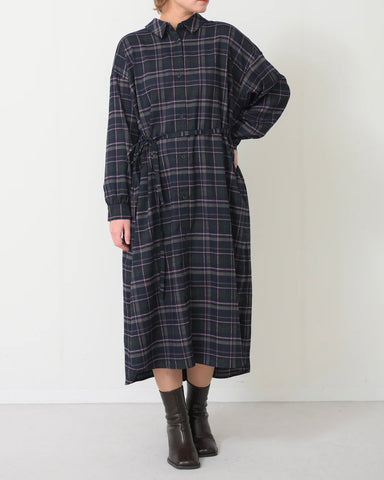 Herencia<br> Tartan Back Ribbon Shirt Dress