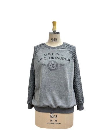 ayane予約<br> ニットスリーブ裏毛プルオーバー