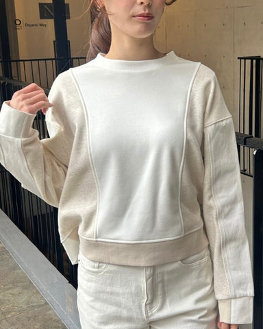 Praia<br> ボンバーヒート×デニム切替えコンビトップス