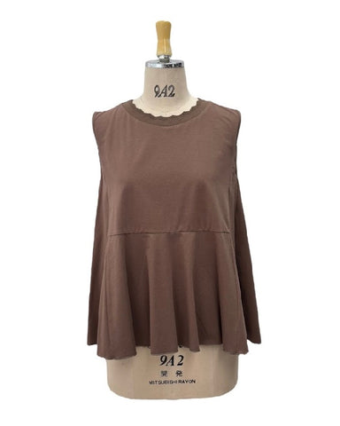 ayane予約<br> 襟ぐりニットフレアタンクトップ