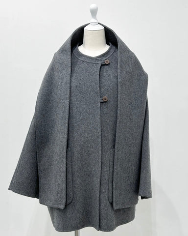 Herencia<br> Scarf-Attached Wool Coat