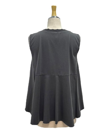 ayane予約<br> 襟ぐりニットフレアタンクトップ