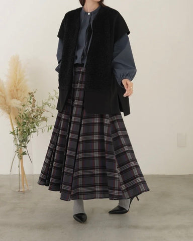 mink chair<br> モールチェックウエストリブスカート