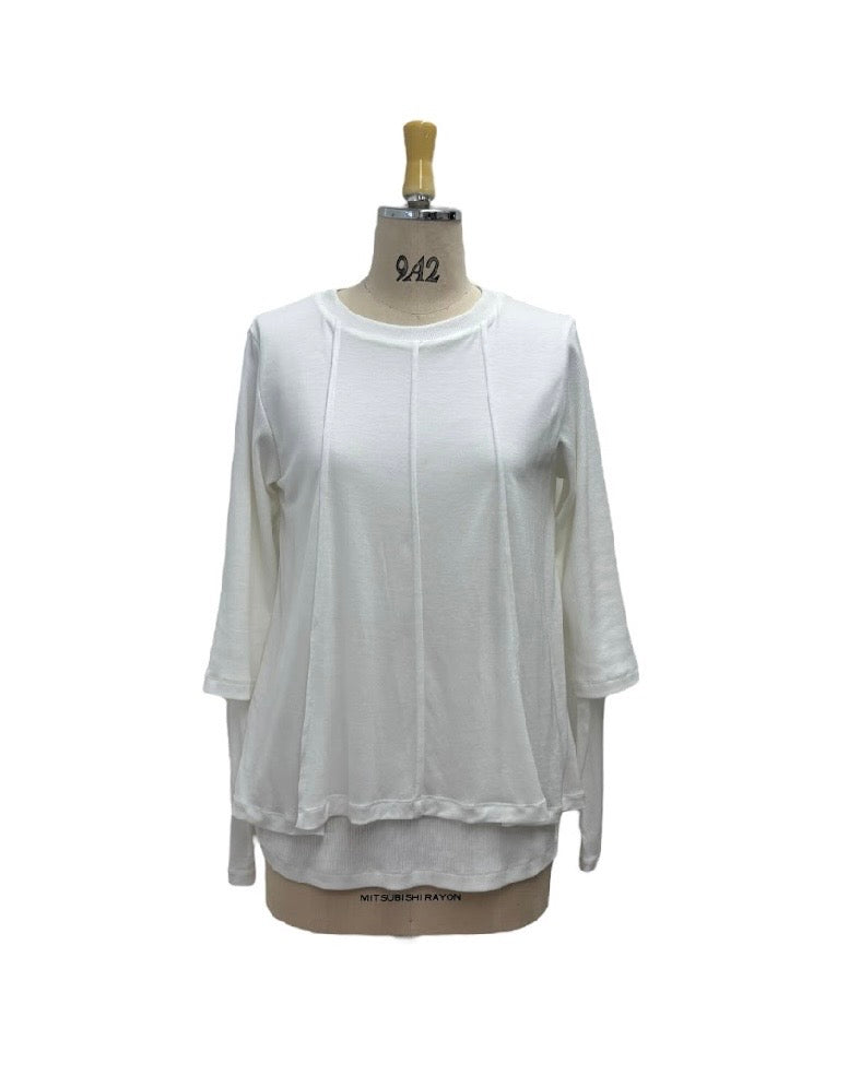 ayane予約<br> シアーレイヤードフレアリブロンT