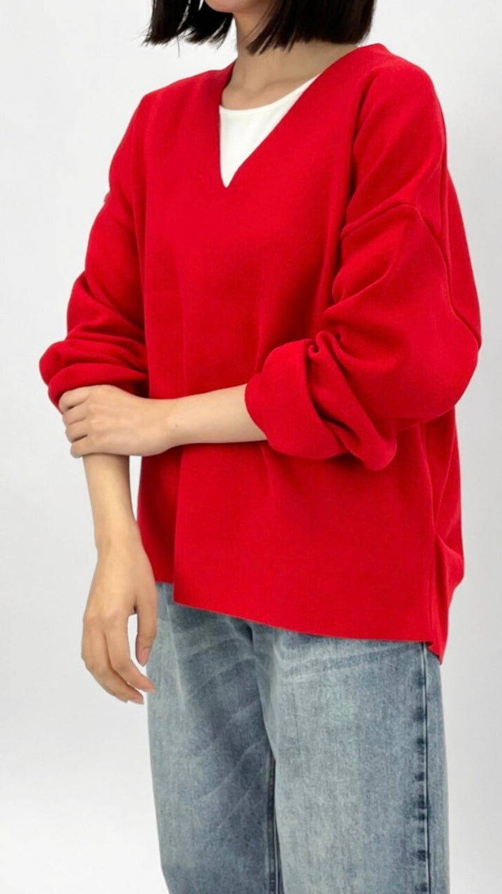 cafune<br>sweat knit <br> V neck pullover