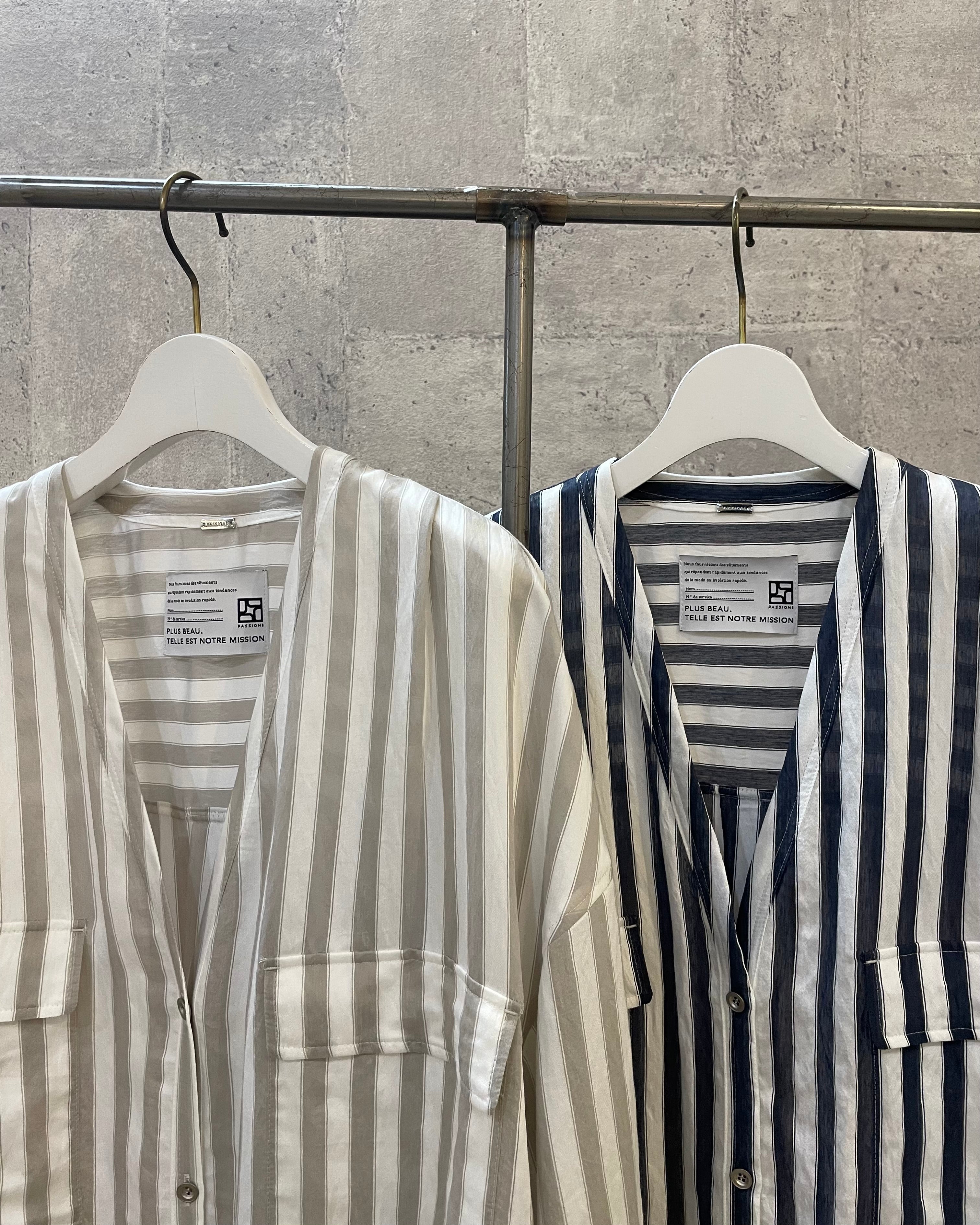 PASSIONE<br>五分丈マルチストライプシャツ