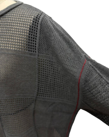 ayane予約<br> 格子柄メッシュ編ニット