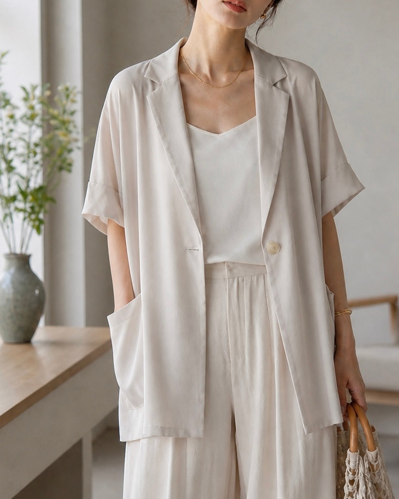 5月8日ライブ cafune<br>ノルディスブラウス風半袖テーラドジャッケト