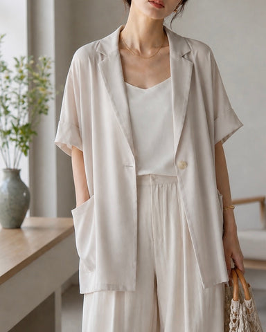 5月8日ライブ cafune<br>ノルディスブラウス風半袖テーラドジャッケト