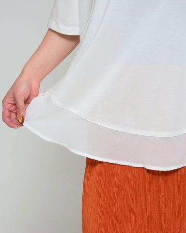 4月3日ライブ Praia<br>シルケット綿・シフォンヘムTシャツ