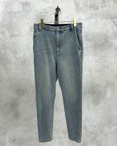 ayane予約<br>裏起毛スキニーデニムパンツ　ショート丈