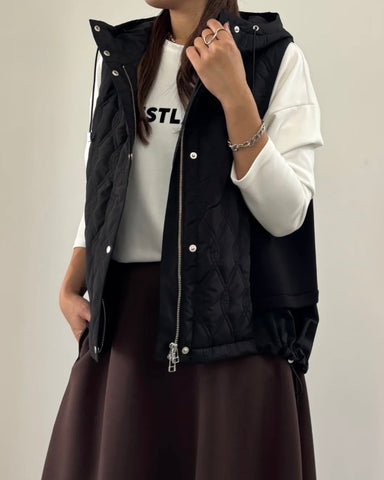 11月7日ライブ mink chair<br>キルティングフードベスト