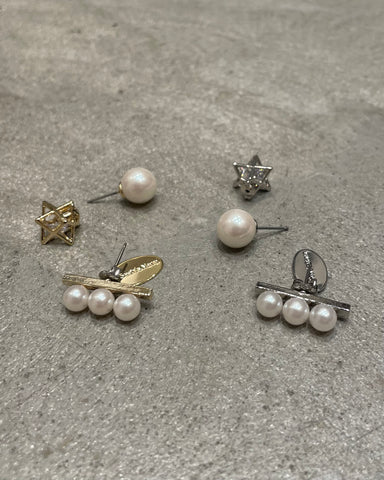 Sea'ds Mara <br> Triple pearl×star back catch pierce
