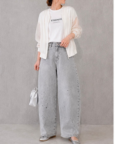ayane<br>グレイッシュデニムバレルレッグパンツ