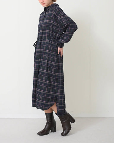 Herencia<br> Tartan Back Ribbon Shirt Dress