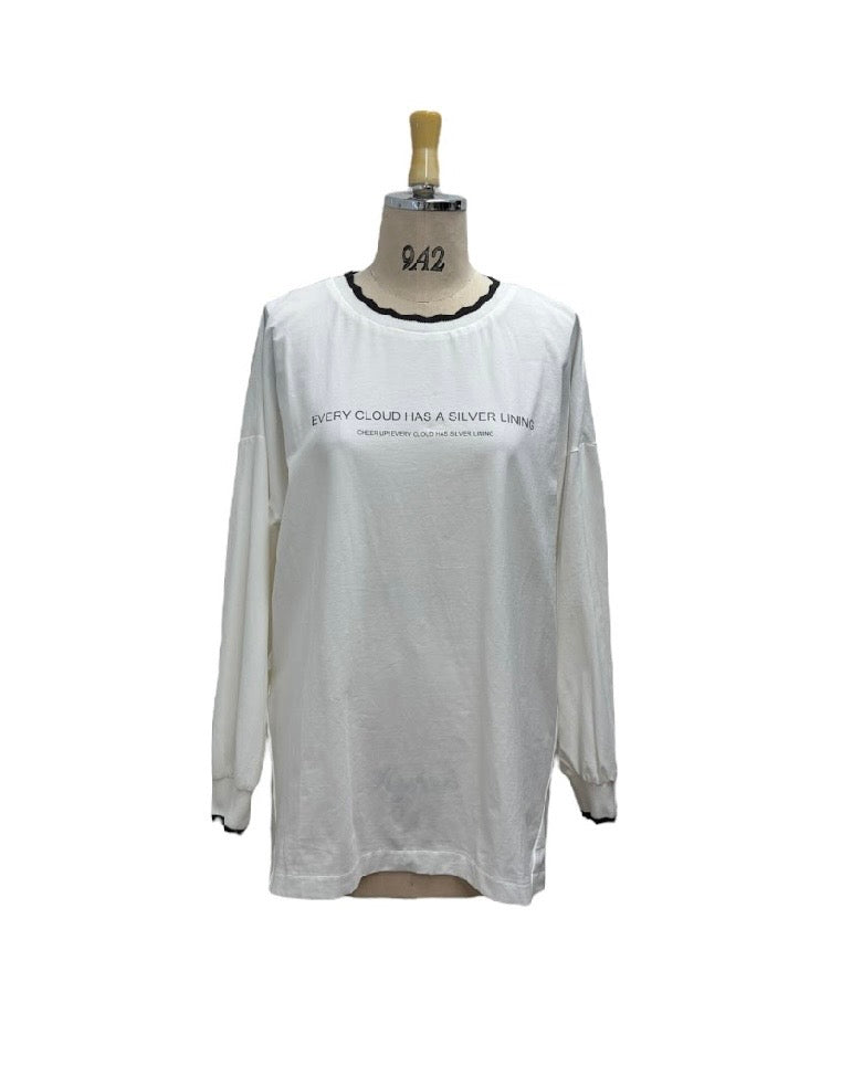 ayane予約<br> 襟ぐりニットロゴロンT