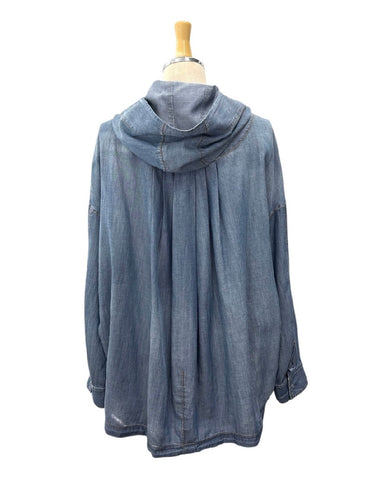 ayane予約<br> シアーデニムフーディシャツ