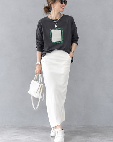 Praia<br> シルケット合皮ボックスロングTシャツ