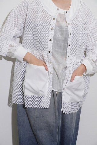 CYAN TOKYOご予約<br> グロッシーシアーボーダーブラウス