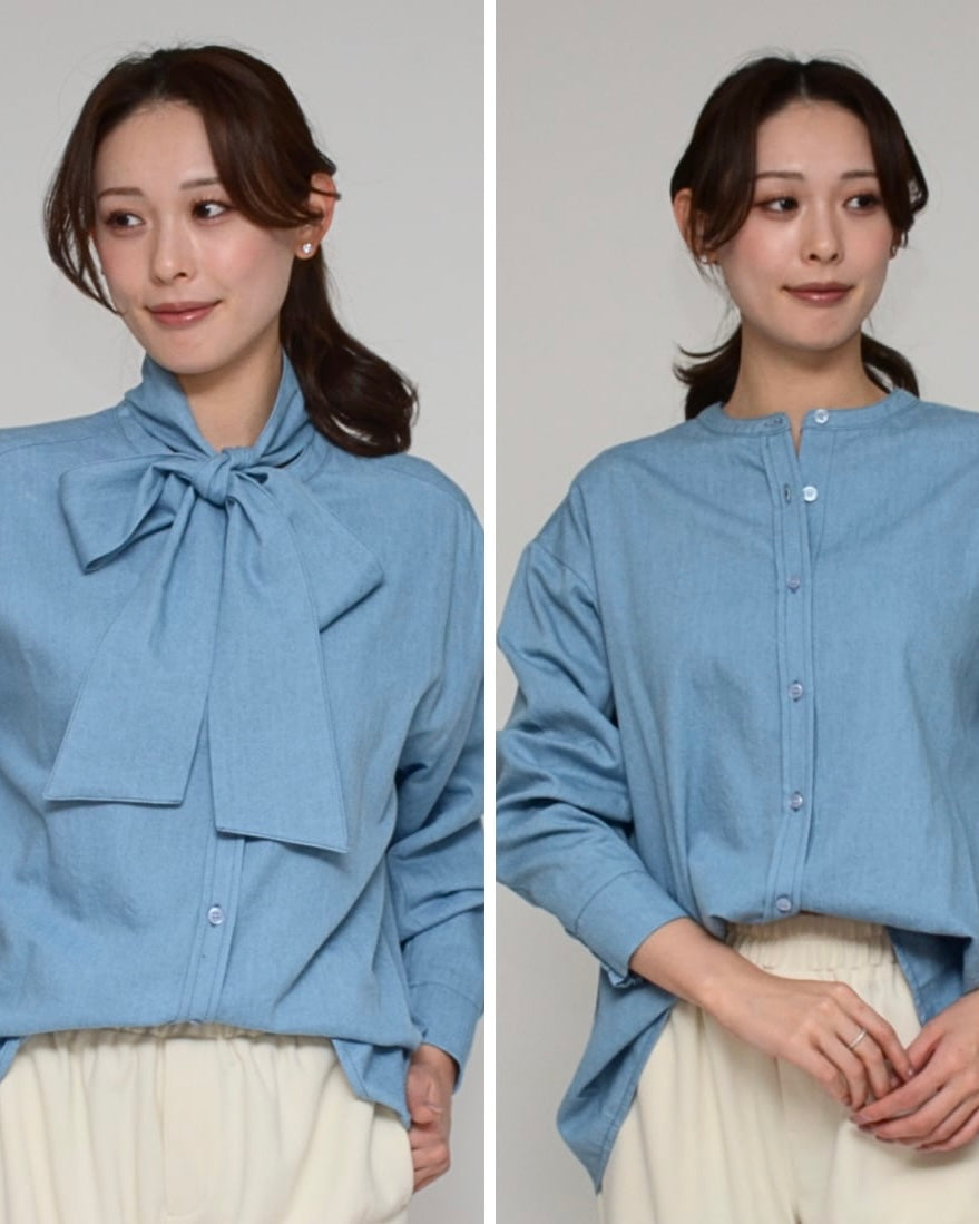 3月6日ライブ<br>Praia<br> コンバーチブル・ダンガリーブラウス