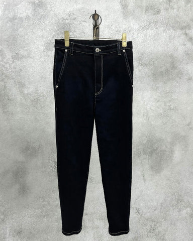 ayane予約<br>裏起毛スキニーデニムパンツ　ショート丈