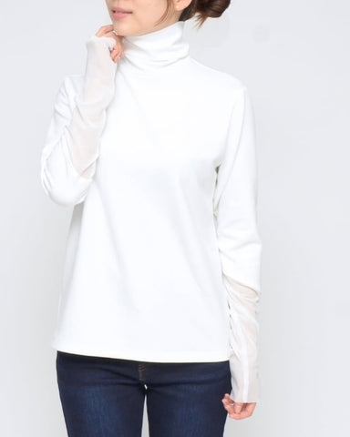 Praia<br>袖チュールハイネックカットソー